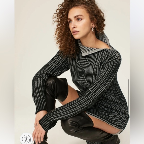 NAADAM Cashmere Wool Asymmetrical Turtleneck thick sweater Dress Whimsygoth L - Picture 4 of 13